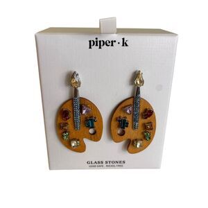 Jeweled Artists Color Palette Earrings w/ Glass Stones in a variety of colors.
